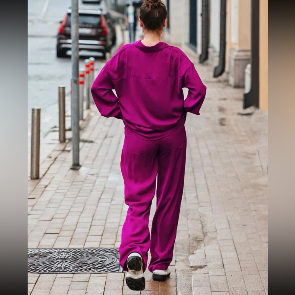 SHEIN 🩷 Pretty Two piece fuchsia top and pant set | L - Picture 2 of 5